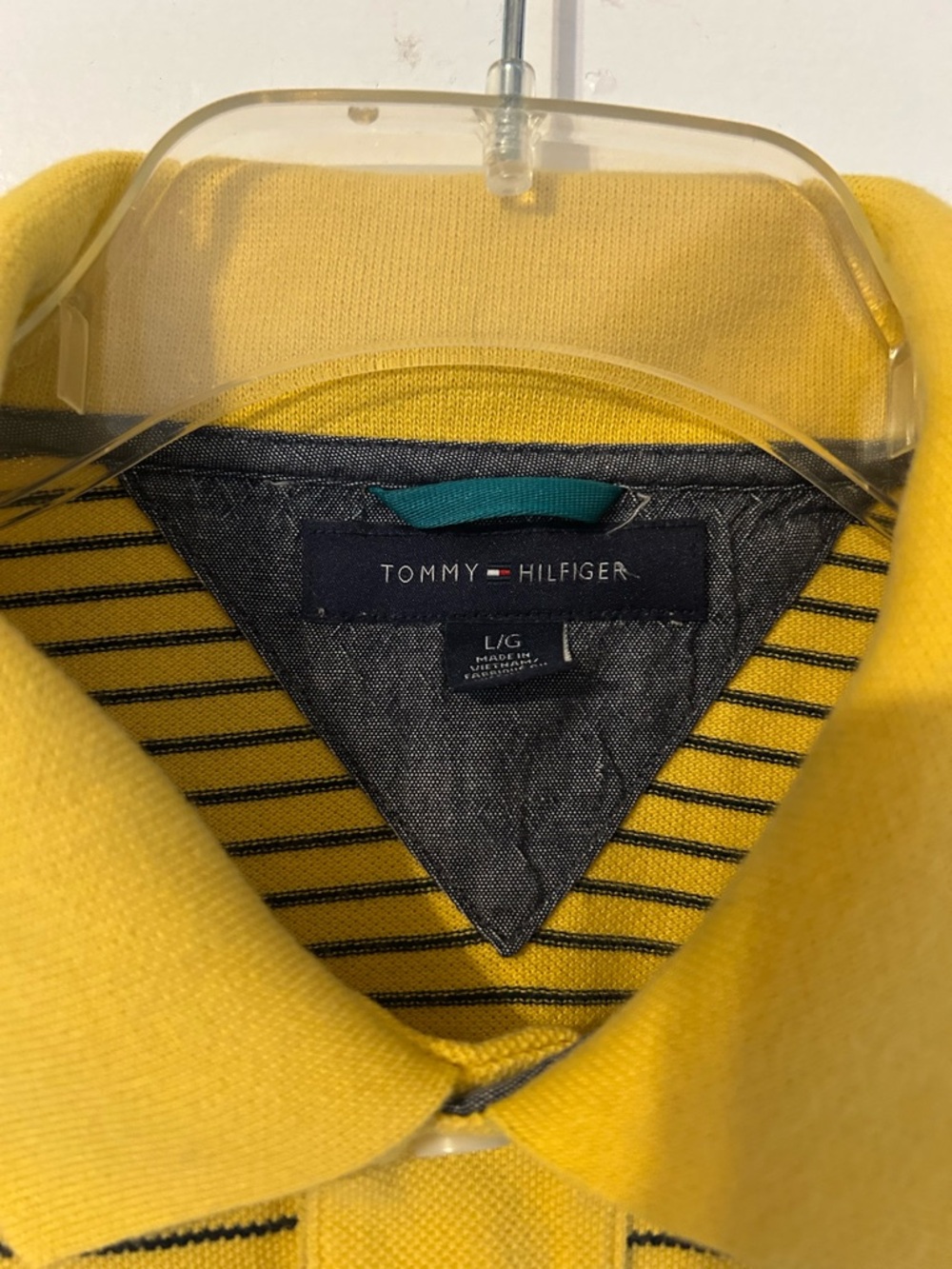 Tommy Hilfiger Yellow and Navy Striped Polo Shirt - Picture 3 of 5